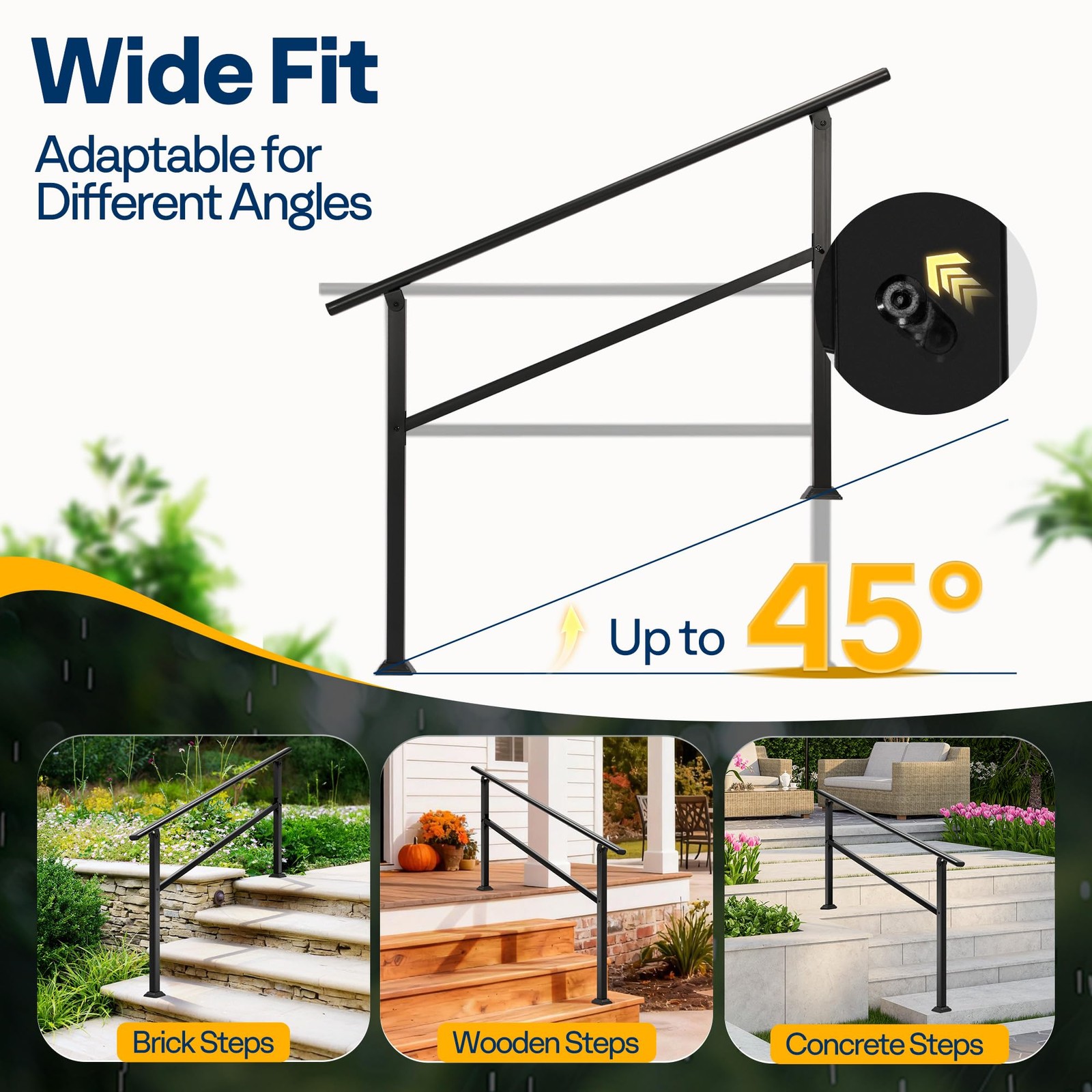 VIVOHOME 2-Pack 4 Step Hand Rails for Outdoor Steps, 4 Black