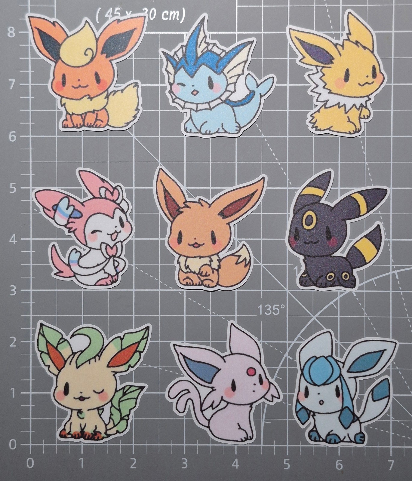Eeveelution Stickers Matte Lamination Texture Cute Eevee Sticker Decal Pack