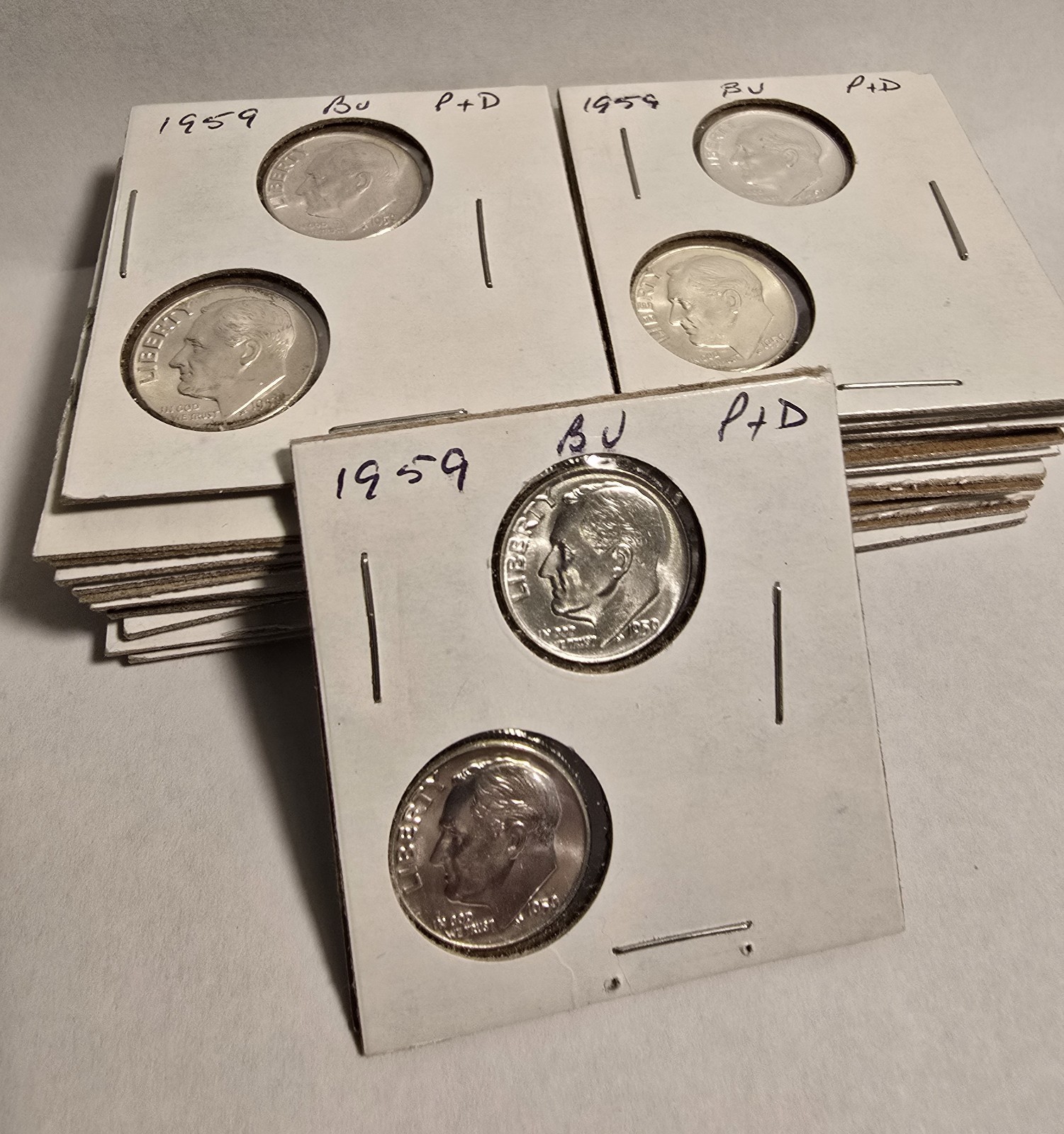 1959 P/D Roosevelt Dimes BU, LUSTER! 90% Silver US Coins