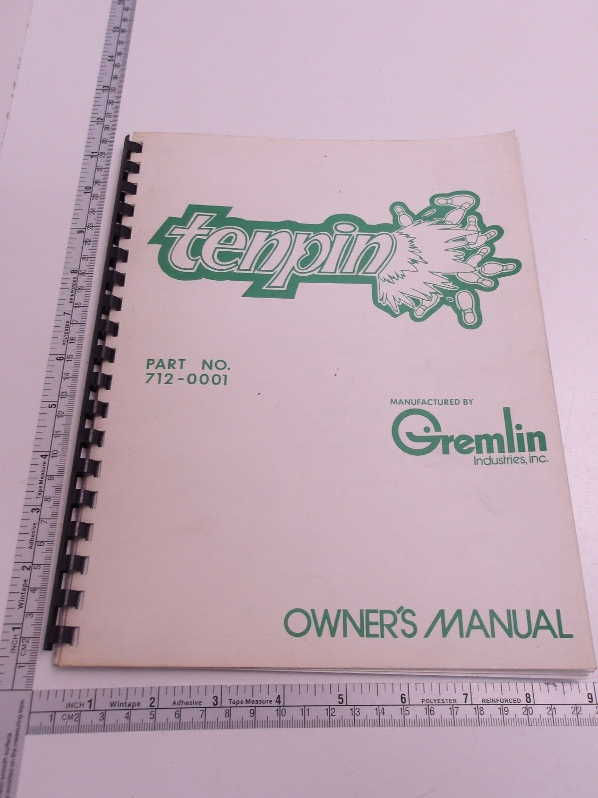Gremlin- Tenpin- Owners Manual w/Schematics -NOS