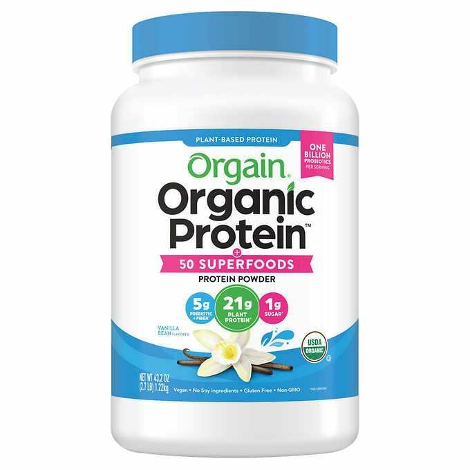 Orgain Protein Powder USDA Organic Plant Based 50 Superfoods Vanilla Bean 2.7lbs