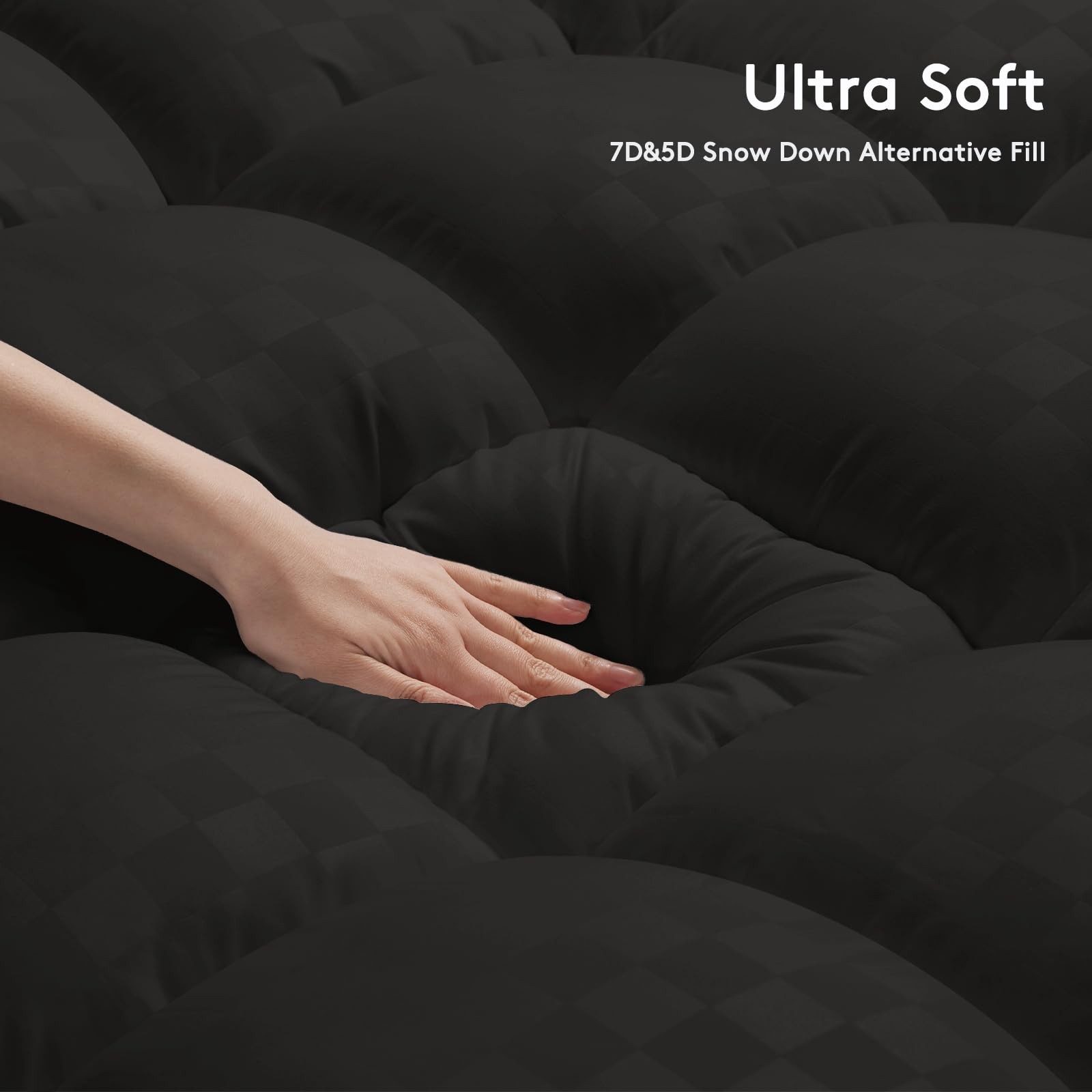 SameBed Mattress Topper Queen,Extra Thick Pad Cover for Queen, Black
