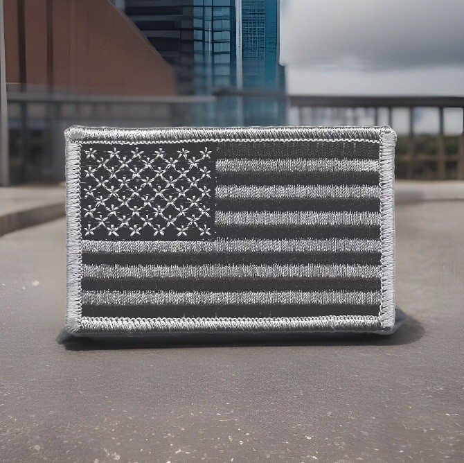 Urban Grey Black United States US Flag Patch Fits For VELCRO® BRAND Fasteners