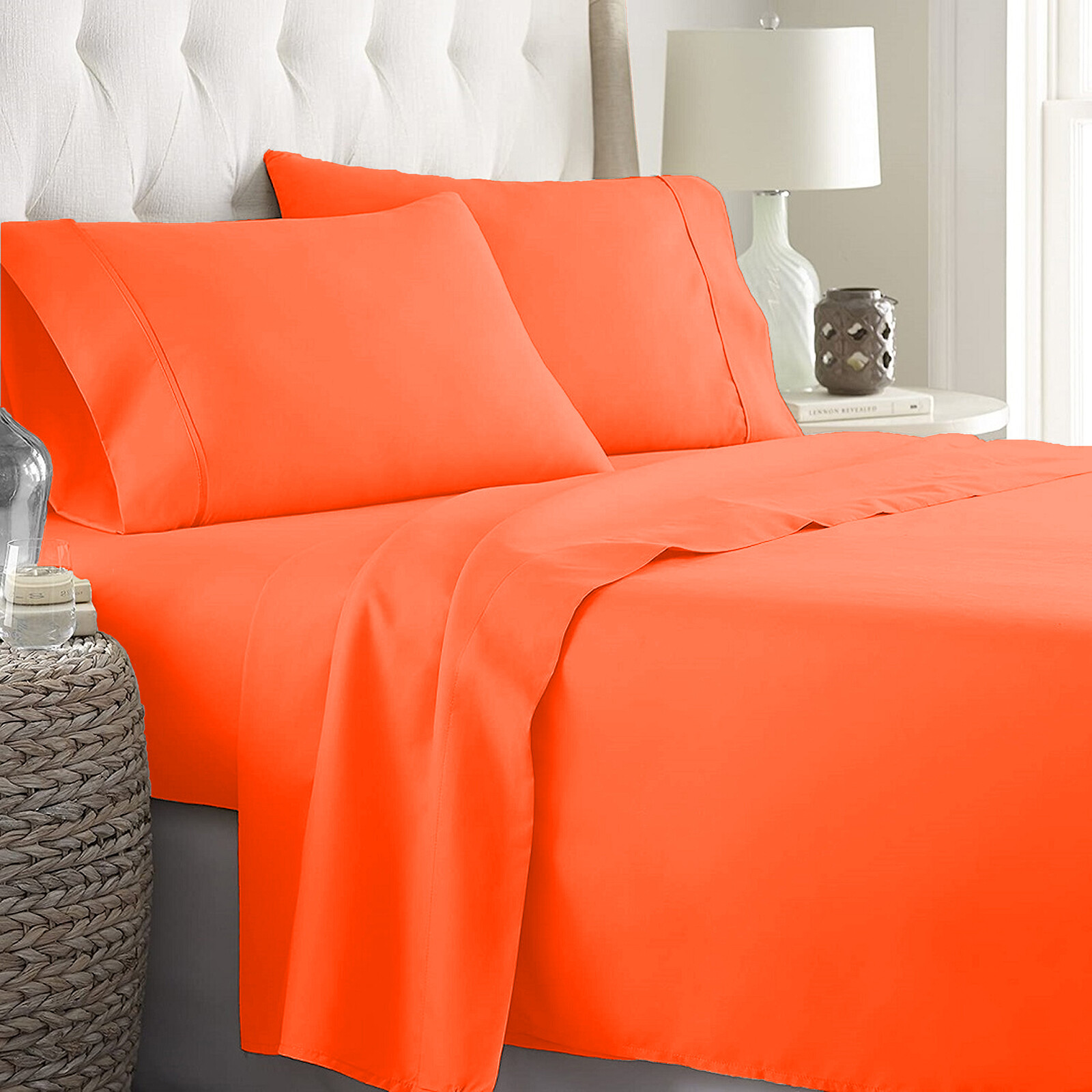 1000 OR 1200 Count Extra Deep Pocket Egyptian Cotton Orange Solid Select Item