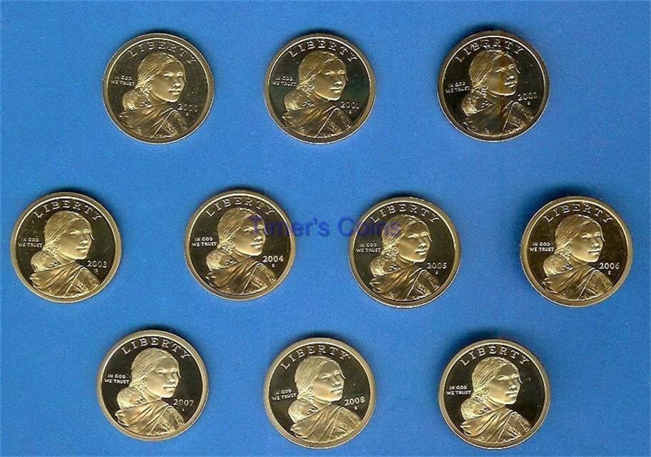 2000 through 2009 Gem Proof Sacagawea Dollars Set of 10