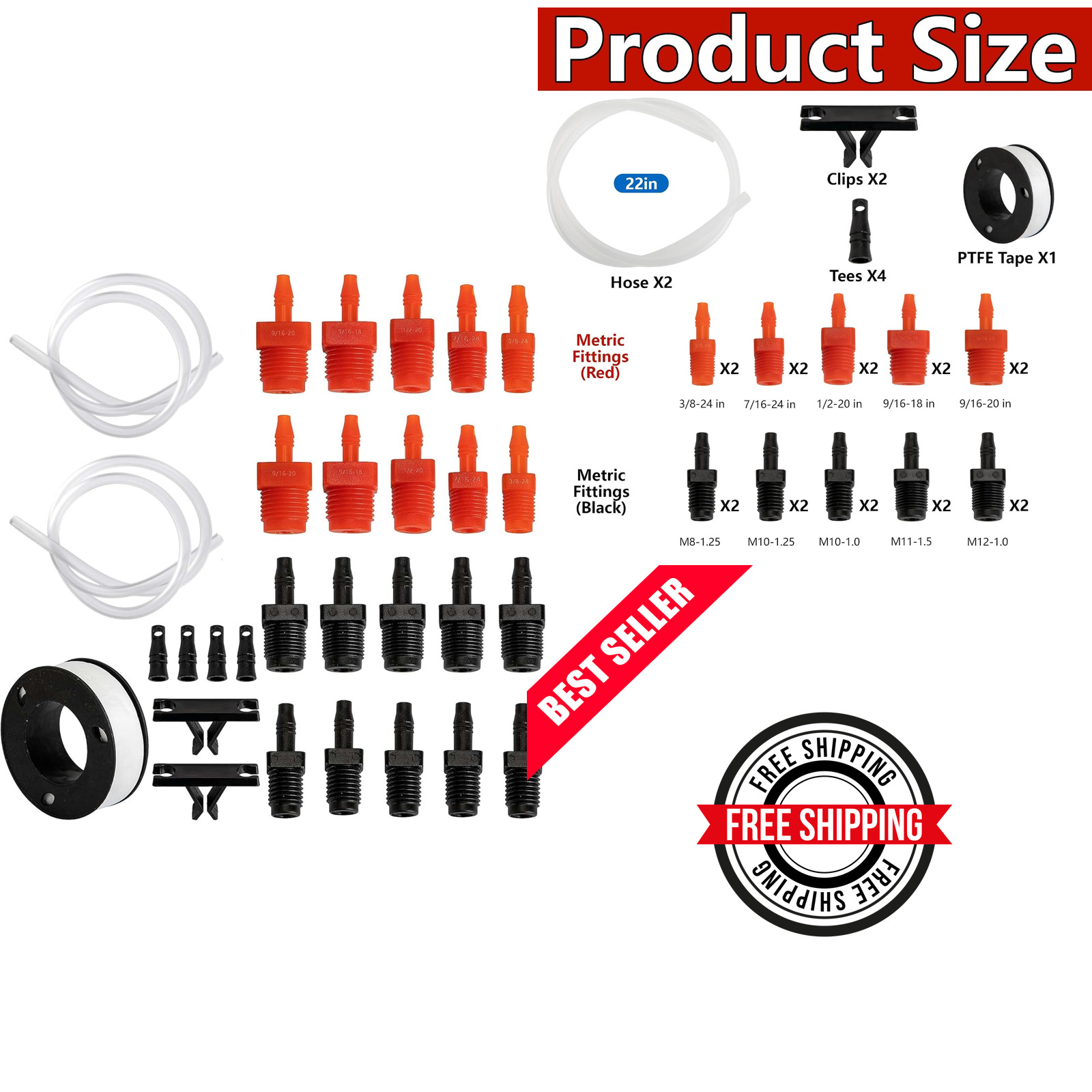 29Pcs Brake Master Cylinder Bleeder Kit with 22 Inch Hose PTFE Tape Universal