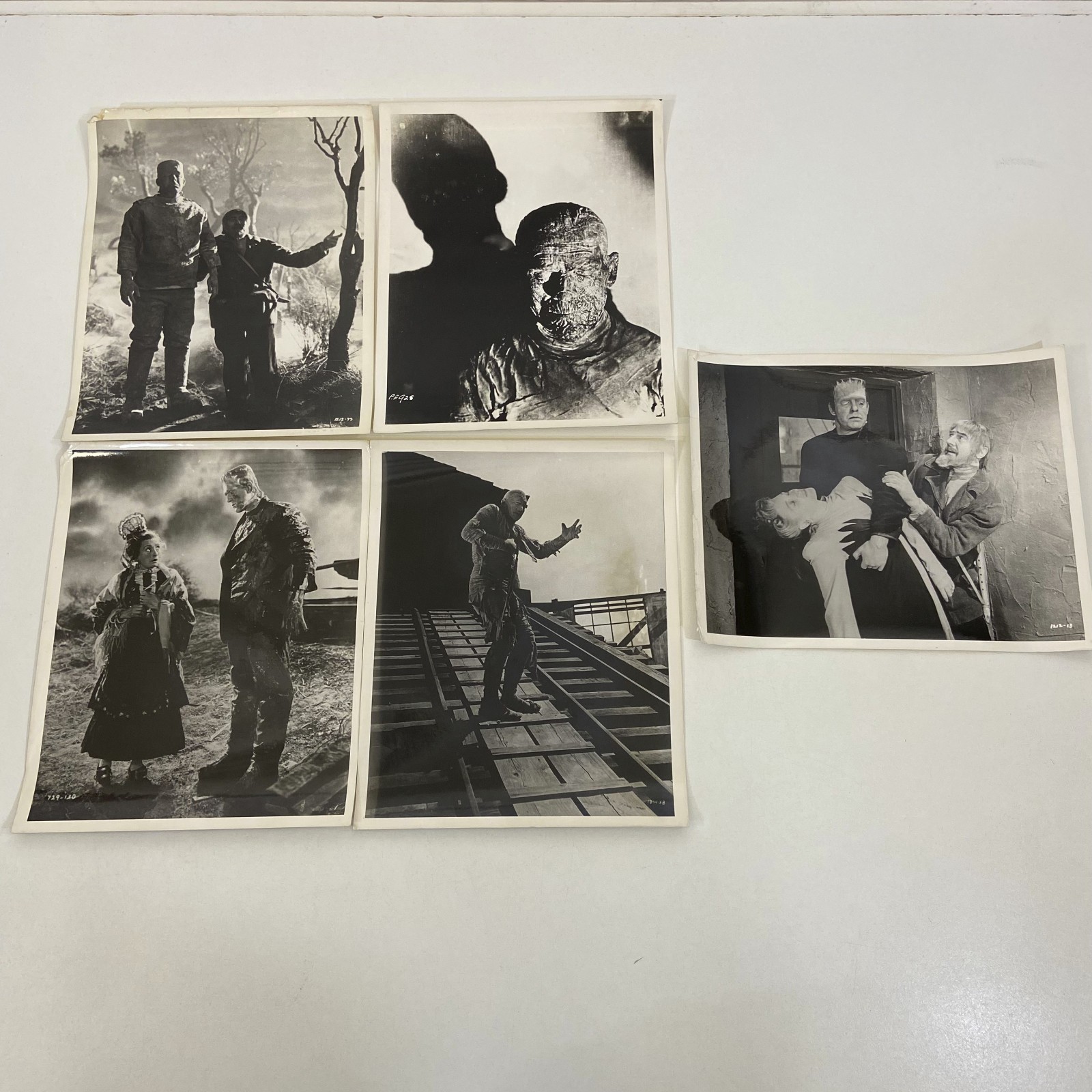5 Boris Karloff Black & White Photos 8x10 Lot Ghost of Frankenstein Bride Mummy