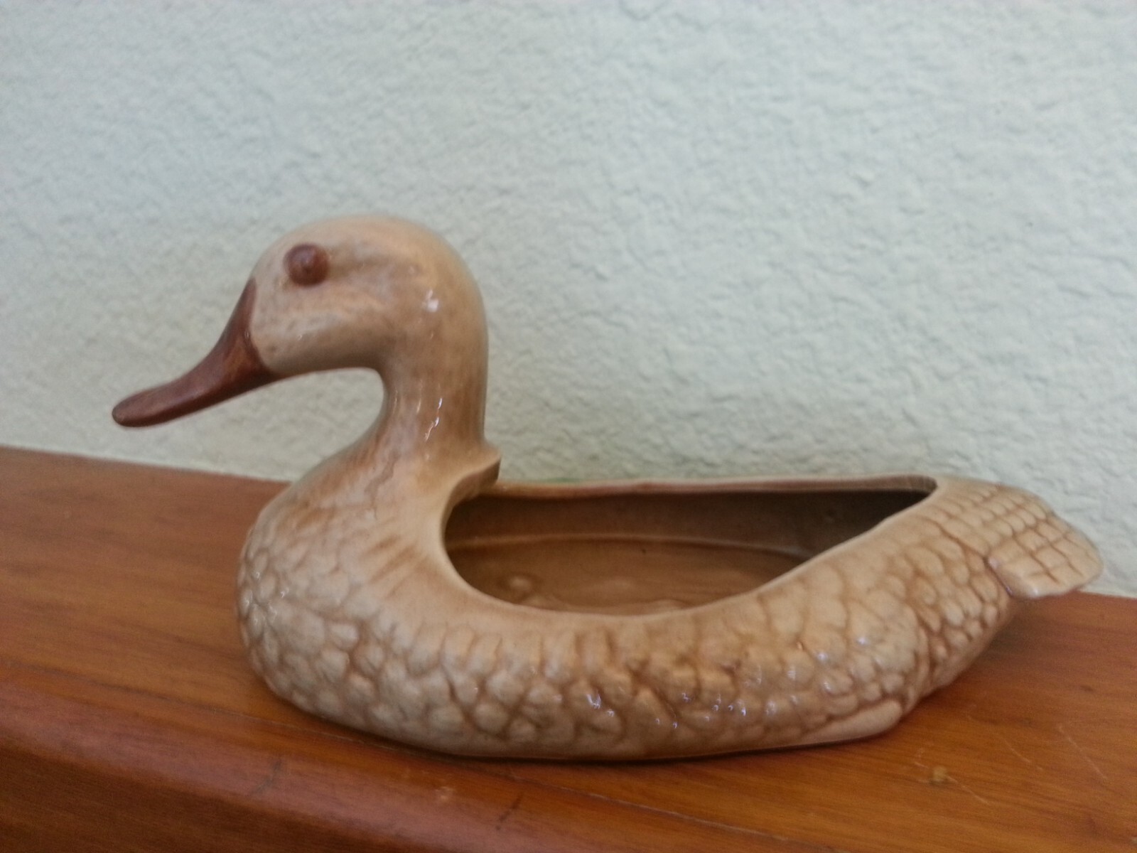 Ceramic Duck Planter, Beige/brown bottom marked 2059, succulents & cacti