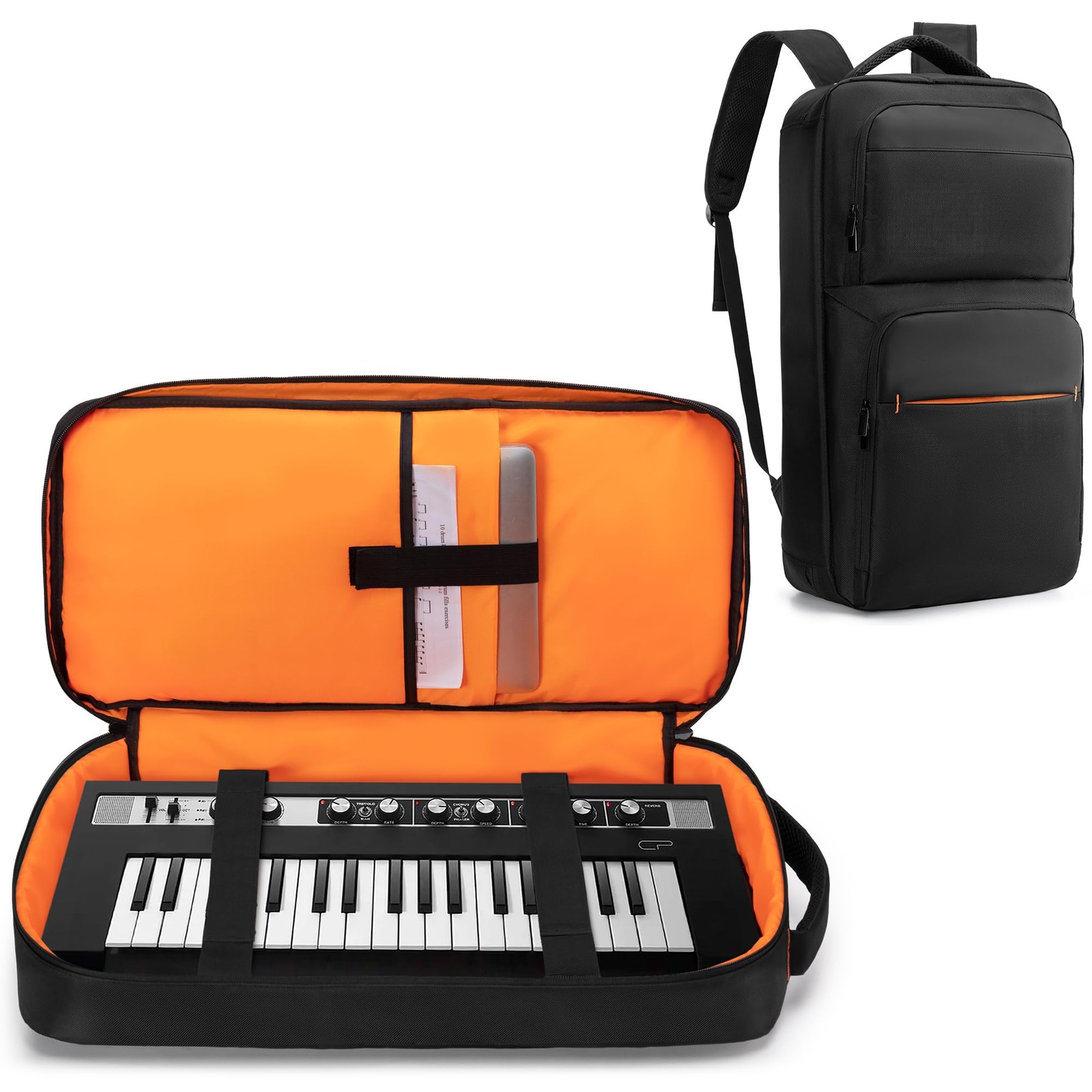 Rexmica 37-Key Keyboard Piano Bag Backpack, 22 x 11.2 x 3.9 inches, Black