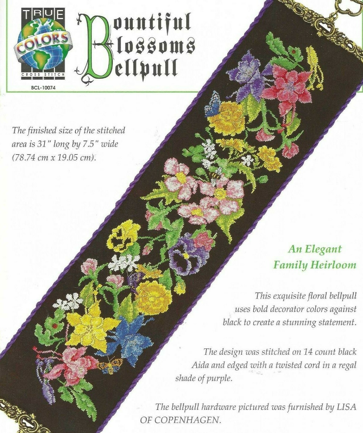 BOUNTIFUL BLOSSOMS BELLPULL--Beautiful Flowers--Counted Cross Stitch Pattern