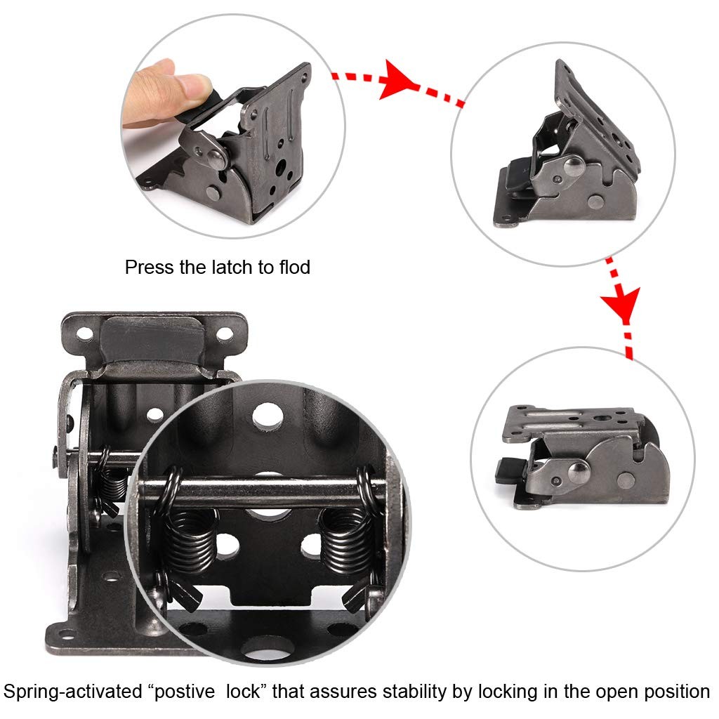 Skelang 2-Pack Folding Brackets, Lock Extension Hinge, Foldable Leg Brackets