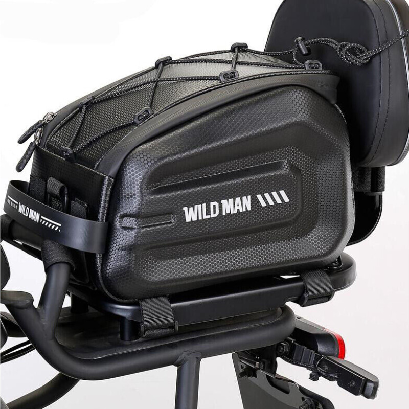 WILDMAN 4L Large Bicycle Rear Seat Bag Waterproof Hard Shell Bike Rear Rack Bag