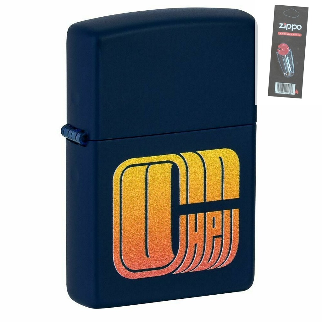 Zippo 49537 Alexander Pref C U In Hell Navy Matte Pocket Lighter + FLINT PACK