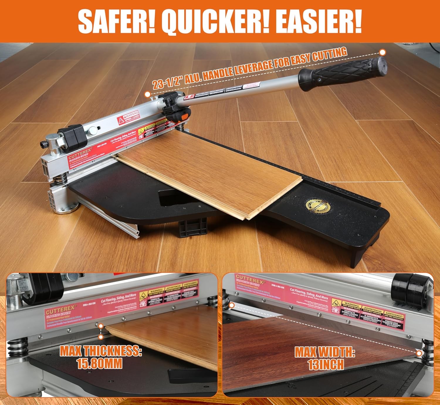 13” Vinyl Floor Cutter with Wheels – Easy Angle & Length Cutting, Flooring Tools