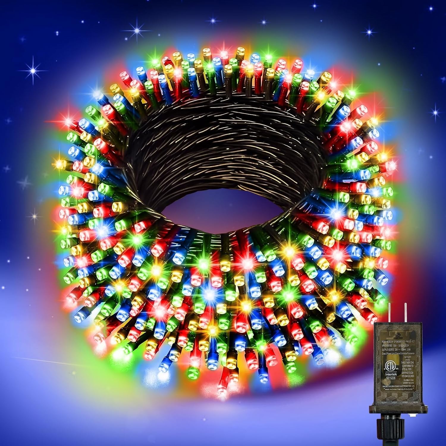 Nisocy 200 LED 4 Color Christmas String Lights, 66 feet, Warm White