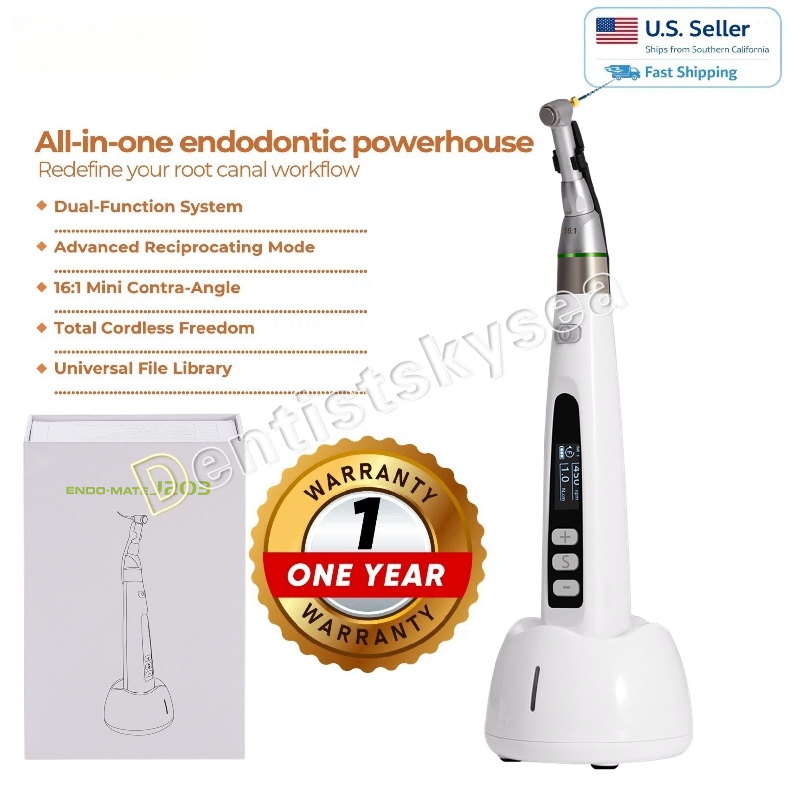 Endo Free Dental Reciprocating Endo Motor w/ 16:1 Contra Angle