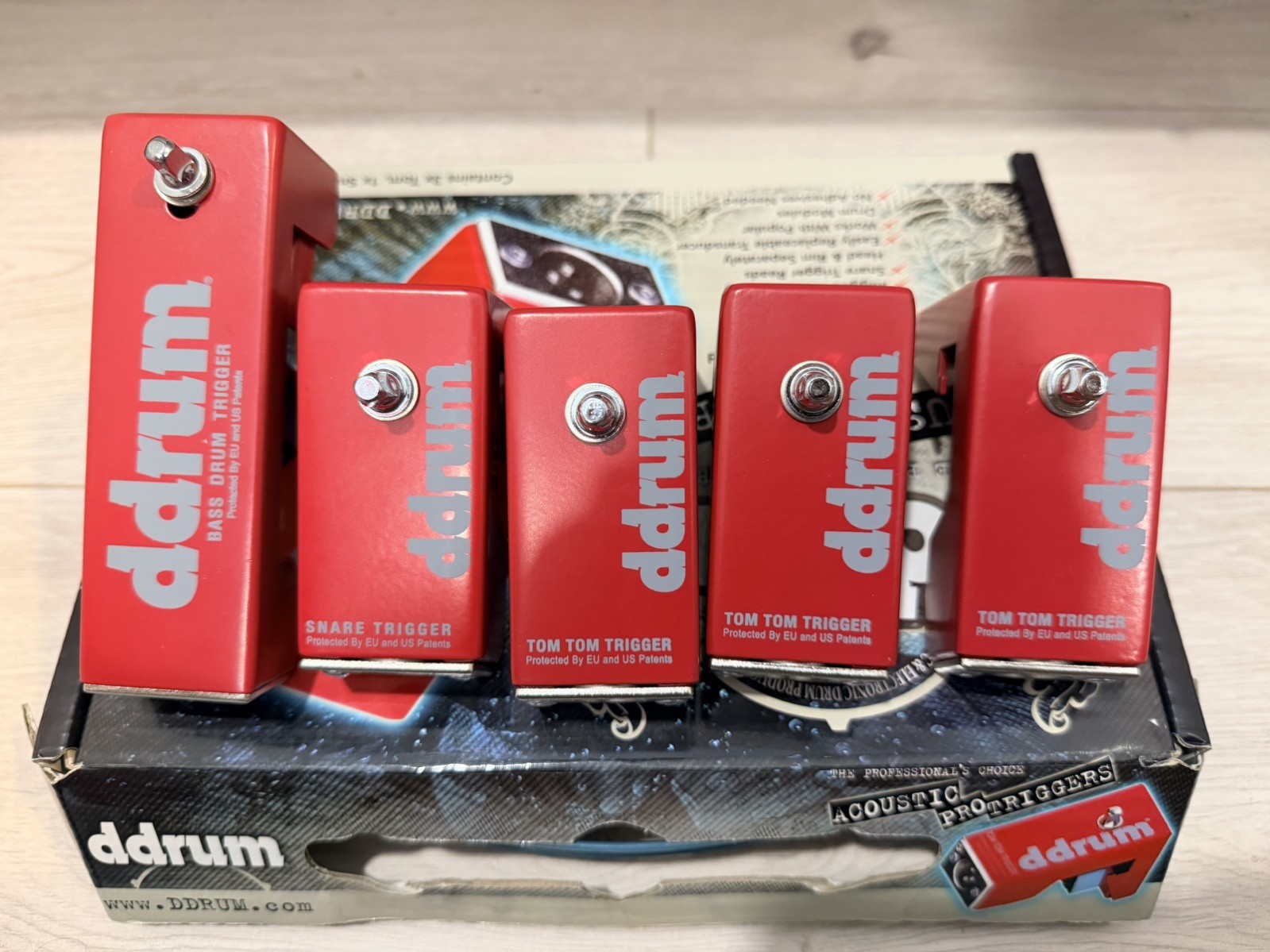 Set of 6 Ddrum Pro Acoustic Triggers 1x Snare 1x Bass Drum 4x Tom  NEVER USED