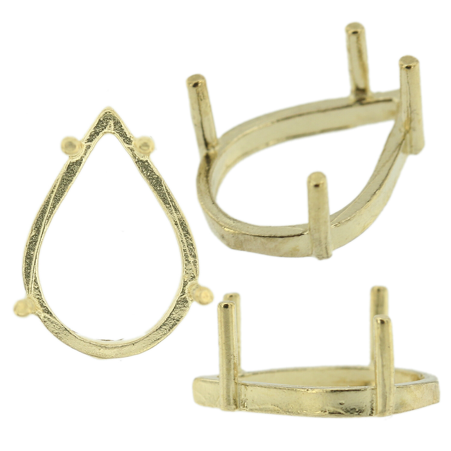 14K Yellow Gold Pear Low Base Head Setting Mounting 4 Prong 0.10ct - 9.50ct USA