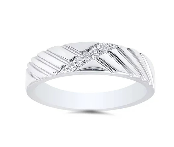 Features Round Cut Genuine Lab-Created Diamonds Band in 935 Argentium Silver