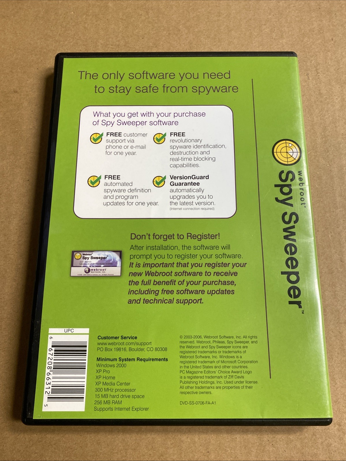 Webroot Software, Spy Sweeper, Windows, 2003-2007 (Excellent CD-Rom, With Code)