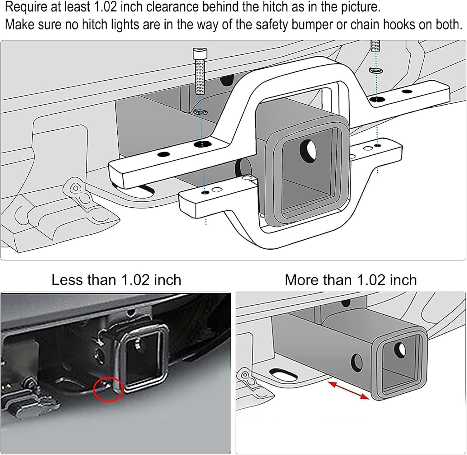 Trailer Tow Hitch Mounting Bracket + 4" inch LED Work Light Backup Reverse Truck