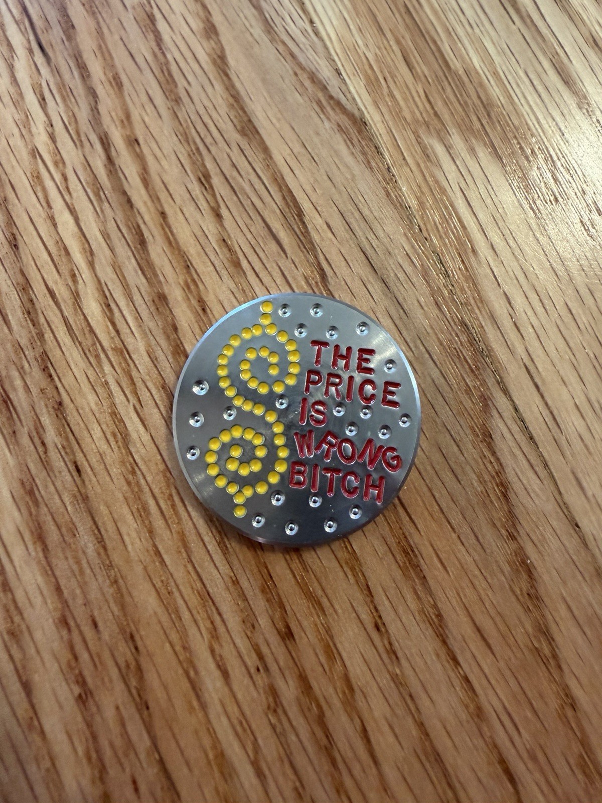 Pajamas Golf Price Is Wrong Ball Marker 1/10 #8 Stainless Steel NEW