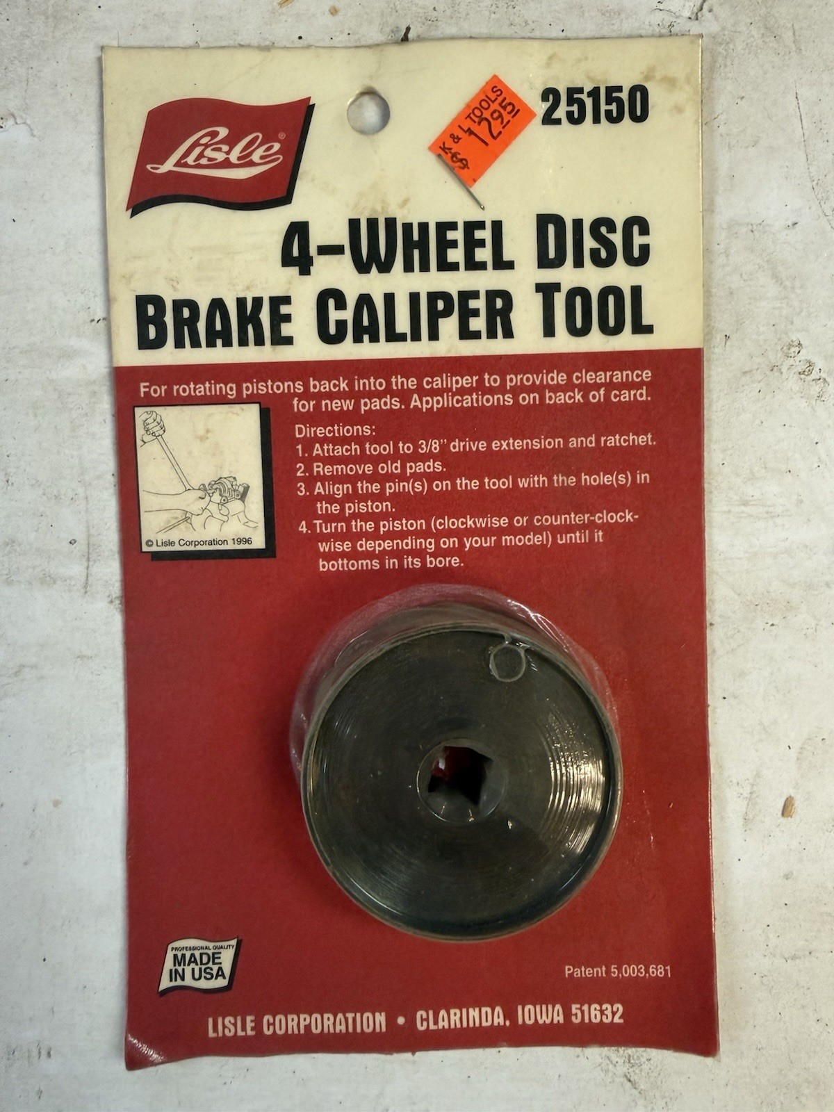 Lisle 25150 4-Wheel Disc Brake Caliper Tool Brand New In Package