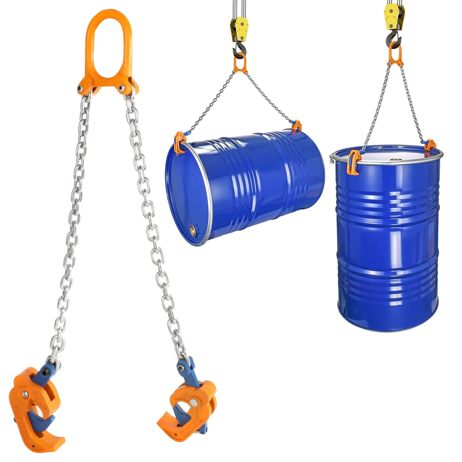 FAHKNS Chain Drum Lifter 2000lbs/1T Oil Barrel Clamp Material 2200lb