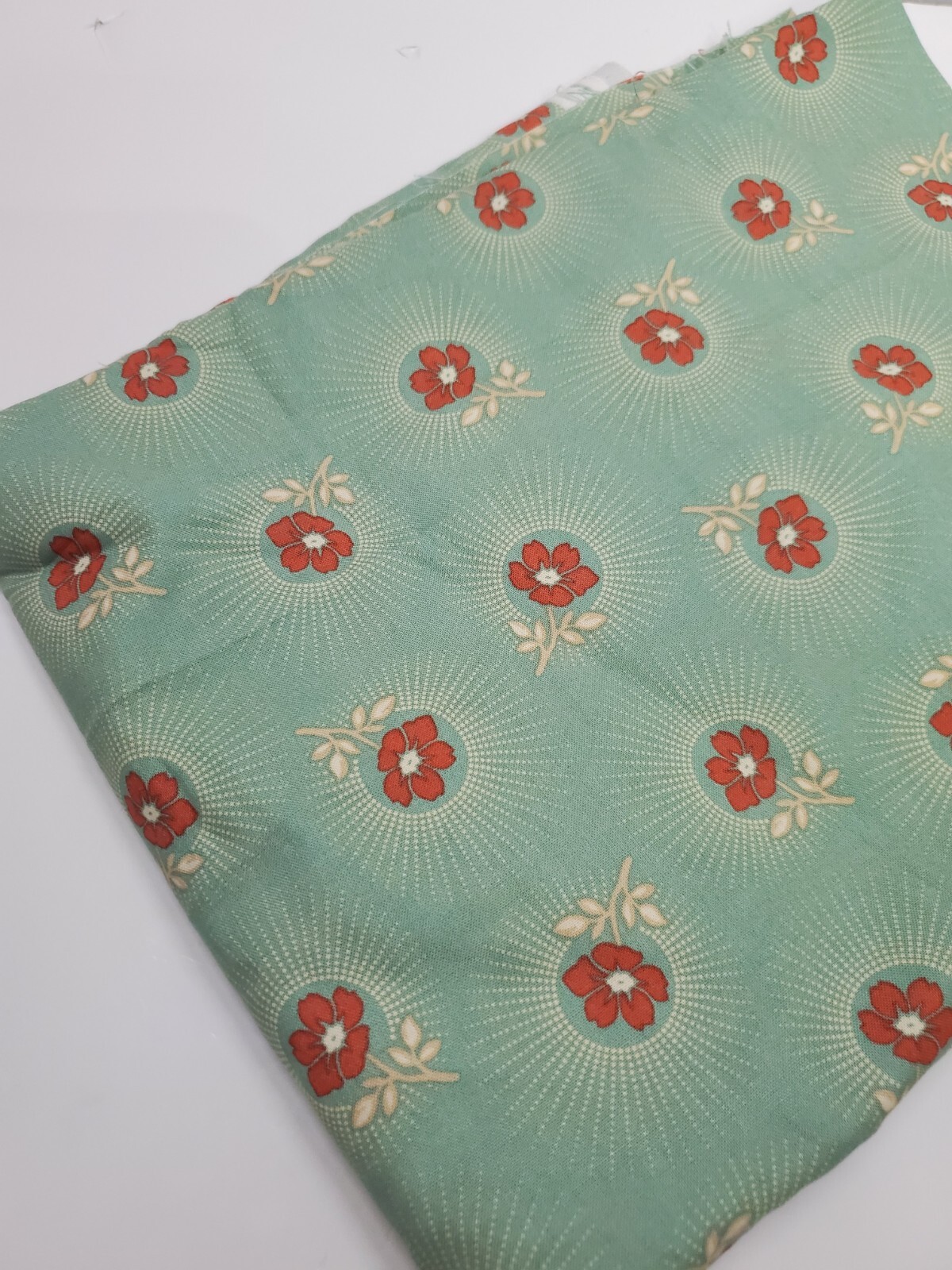 Joel Dewberry Fabric Deer Valley Floral Drop Vintage Teal Retro Sew FAT QUARTER