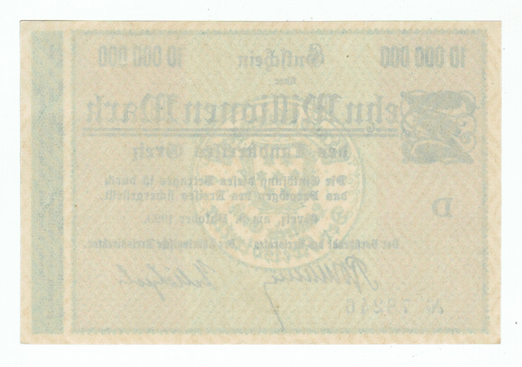 GERMANY BANKNOTE 10 MILLION MARK GREIZ 1923