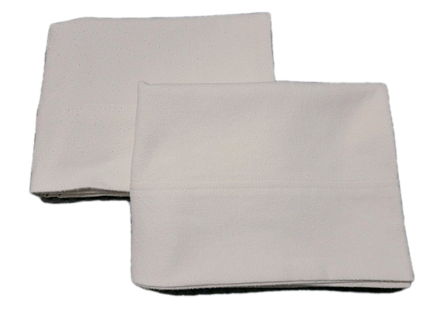 Set Of 2 Creamy White Flannel Pillowcases.  Homemade 20 X 32 Standard/queen