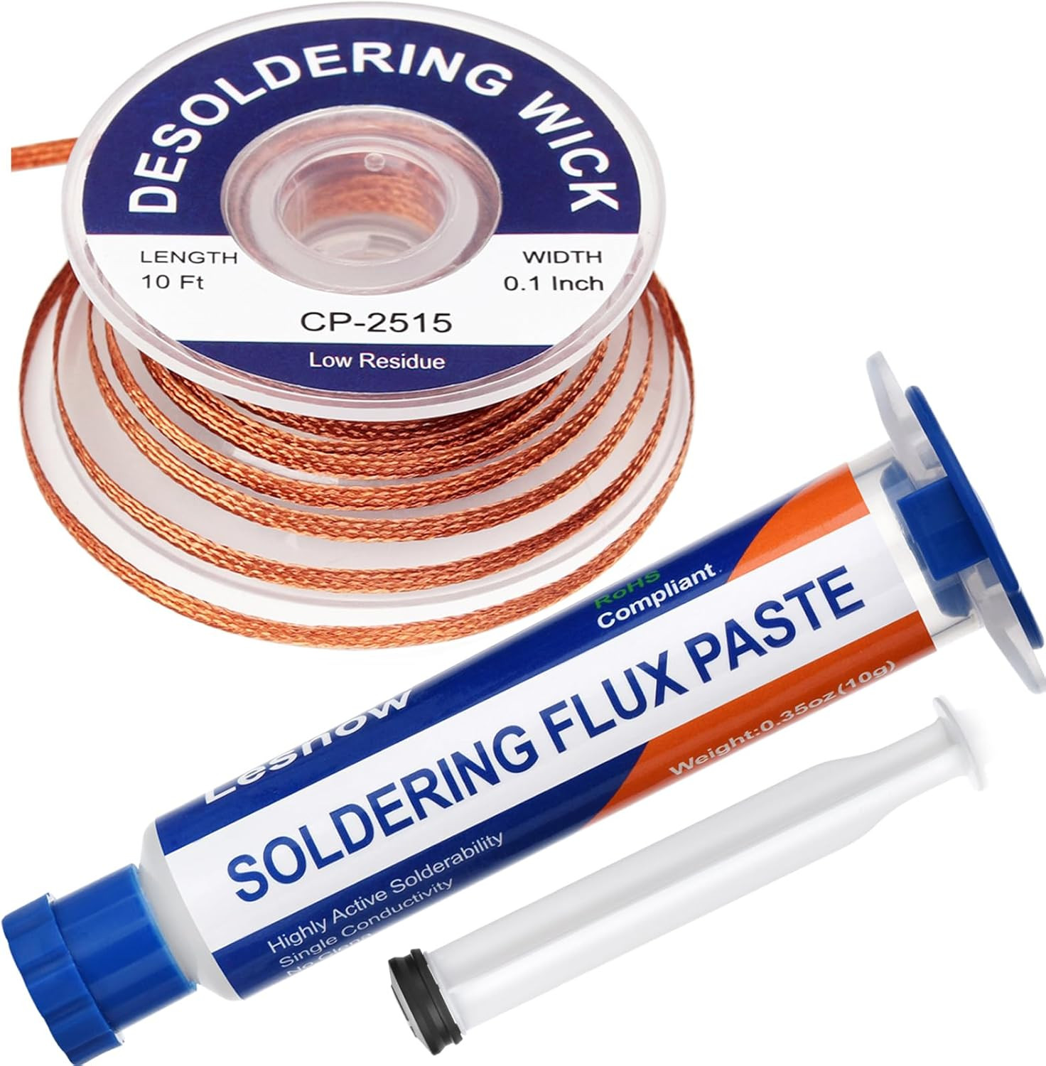 Solder Flux Paste and Solder Wick Braid, No Clean Soldering Flux(10Cc) Soldering