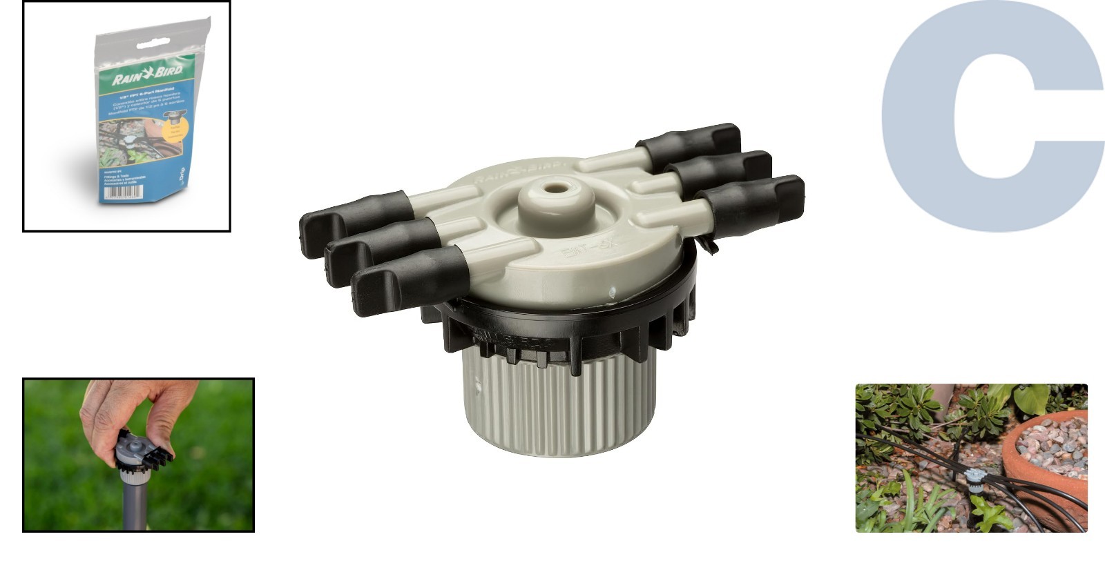 Durable Drip Irrigation 6-Port Manifold - Barbed & Threaded Connections