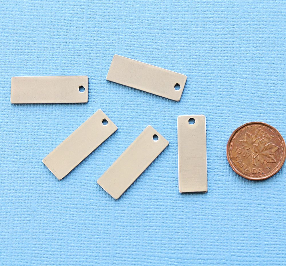 5 Stainless Steel Rectangle Pendants Stamping Tags - MT090