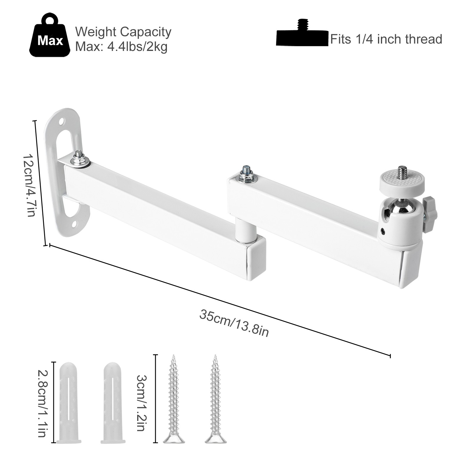Foldable Projector Wall Ceiling Mount Bracket 360° Rotating 1/4" Screw Universal