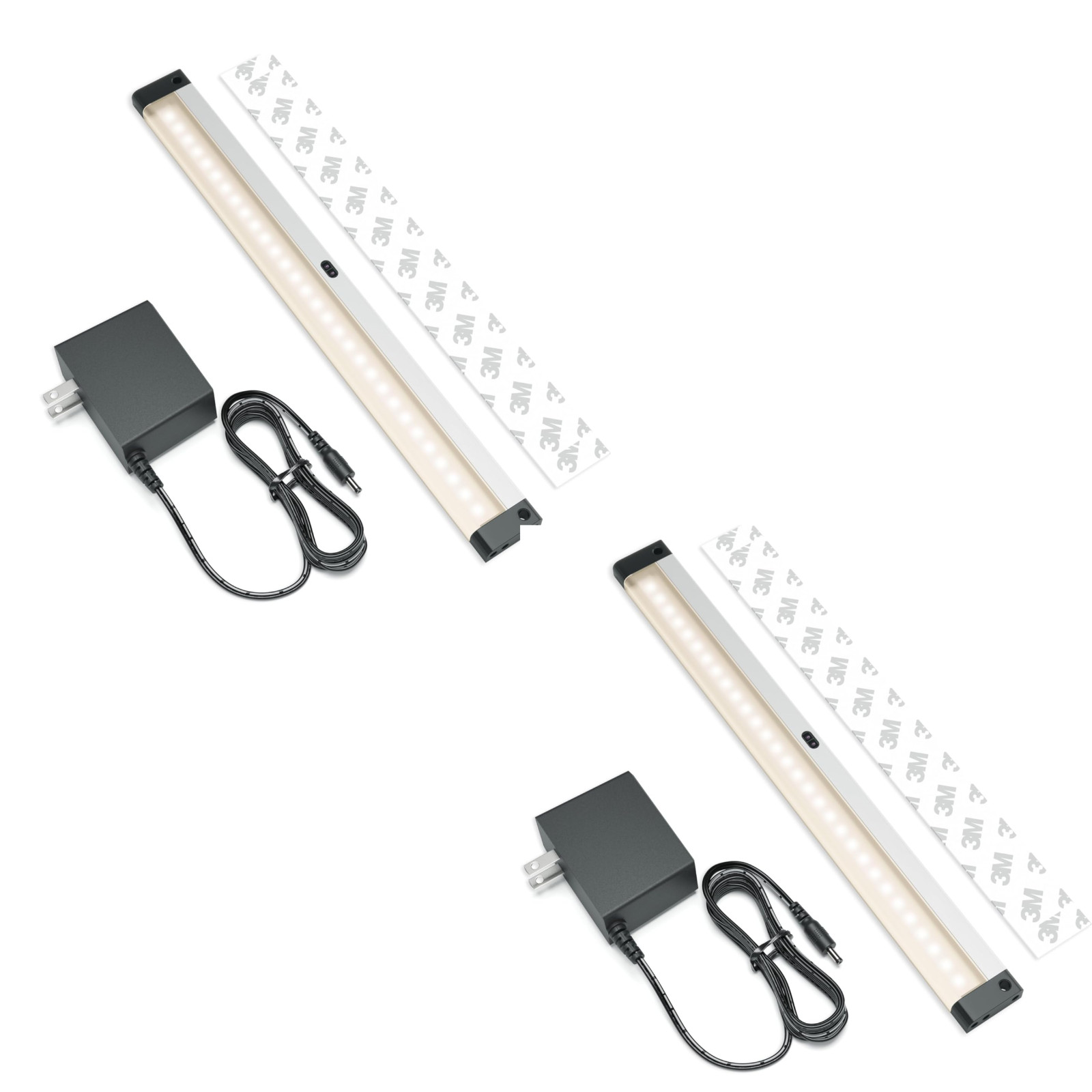 2 Pack EShine Hand Wave LED Under Cabinet Lights 12in Dimmable Black