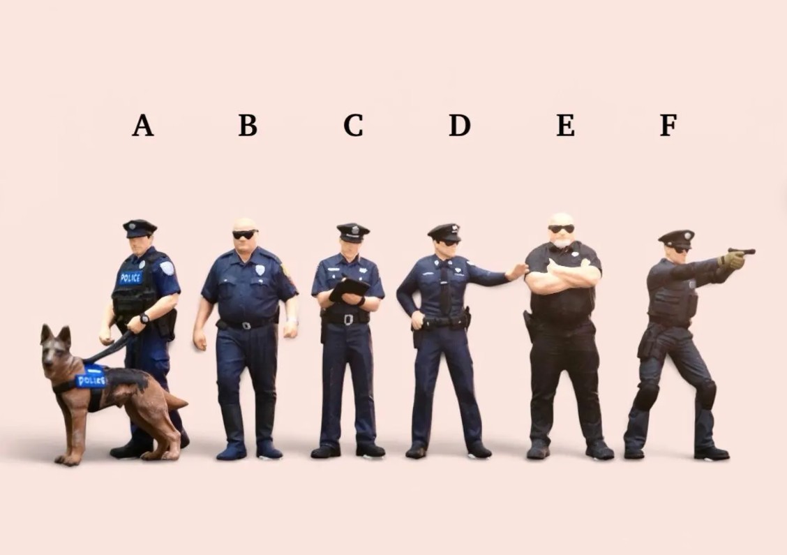 Miniature Action Figure Police Cop Scale 1/64 or 1/87 for Diecast or Diorama
