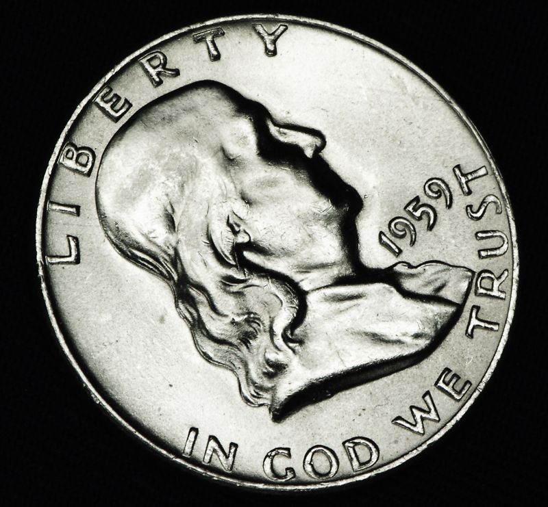 1959-d  Franklin Half.     90%Full Bell lines.      BU (Inventory A)