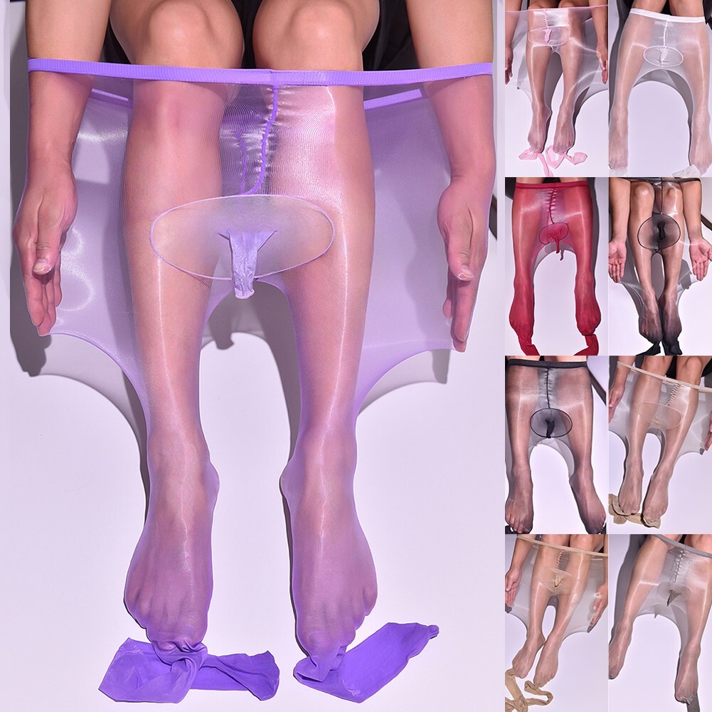 1D Super Thin Tights Stretch Pouch Men Sexy Glossy Sheer Oil Pantyhose Stockings