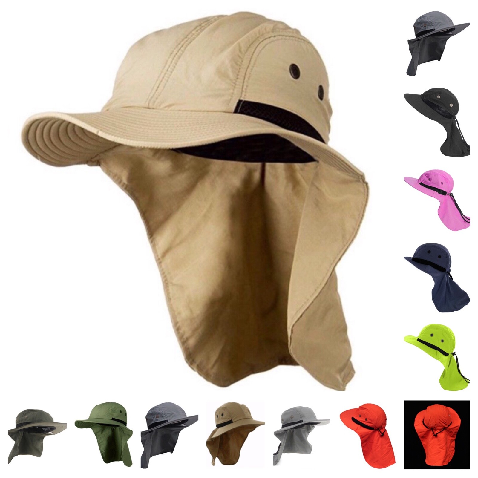 Shade Wide Brim Bonnie Snap Neck Cover Hat Fishing Hiking Garden Outdoor Roofing