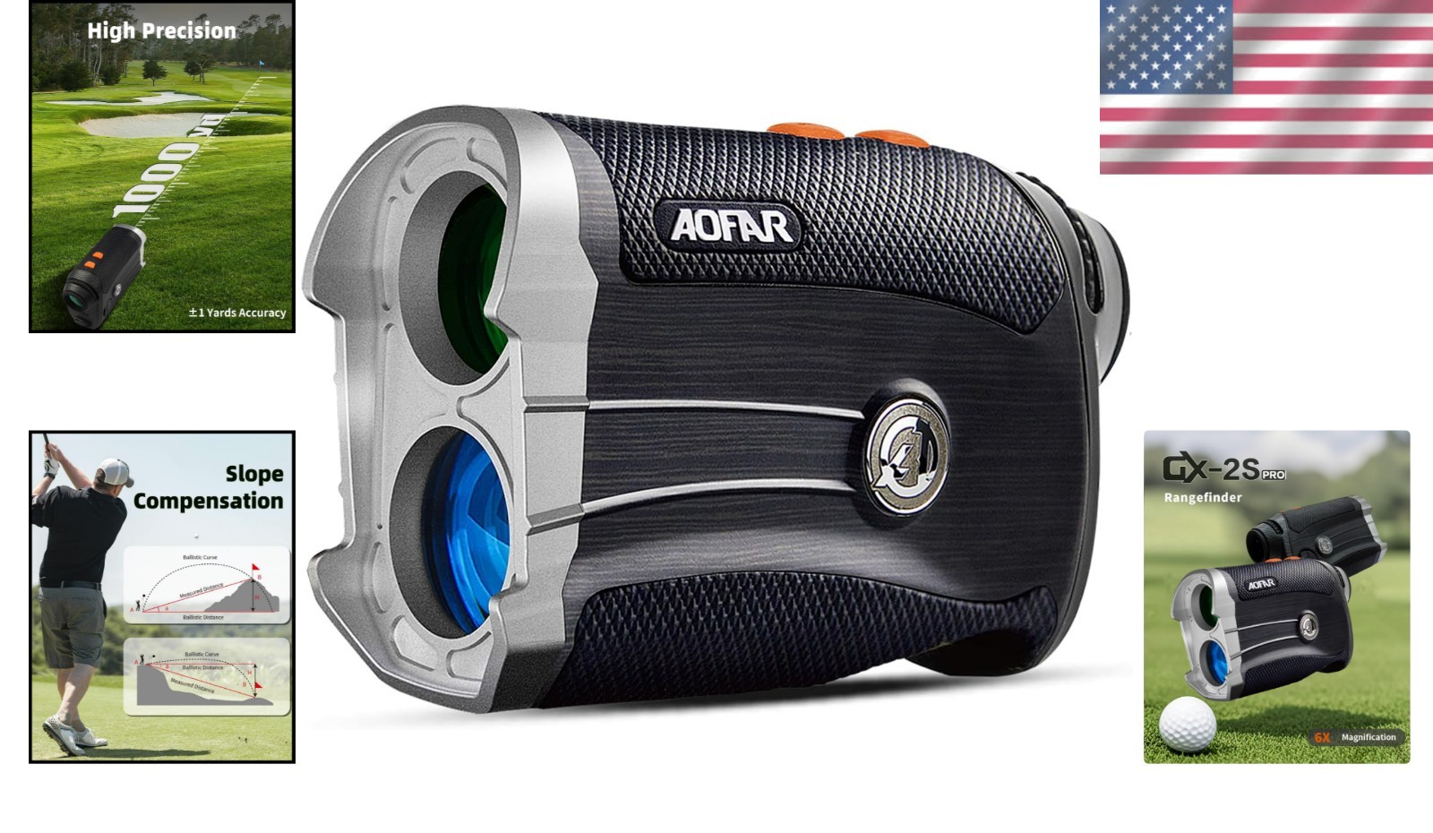 High Precision GX-2S Golf & Hunting Rangefinder - Flag-Lock & Angle Switch