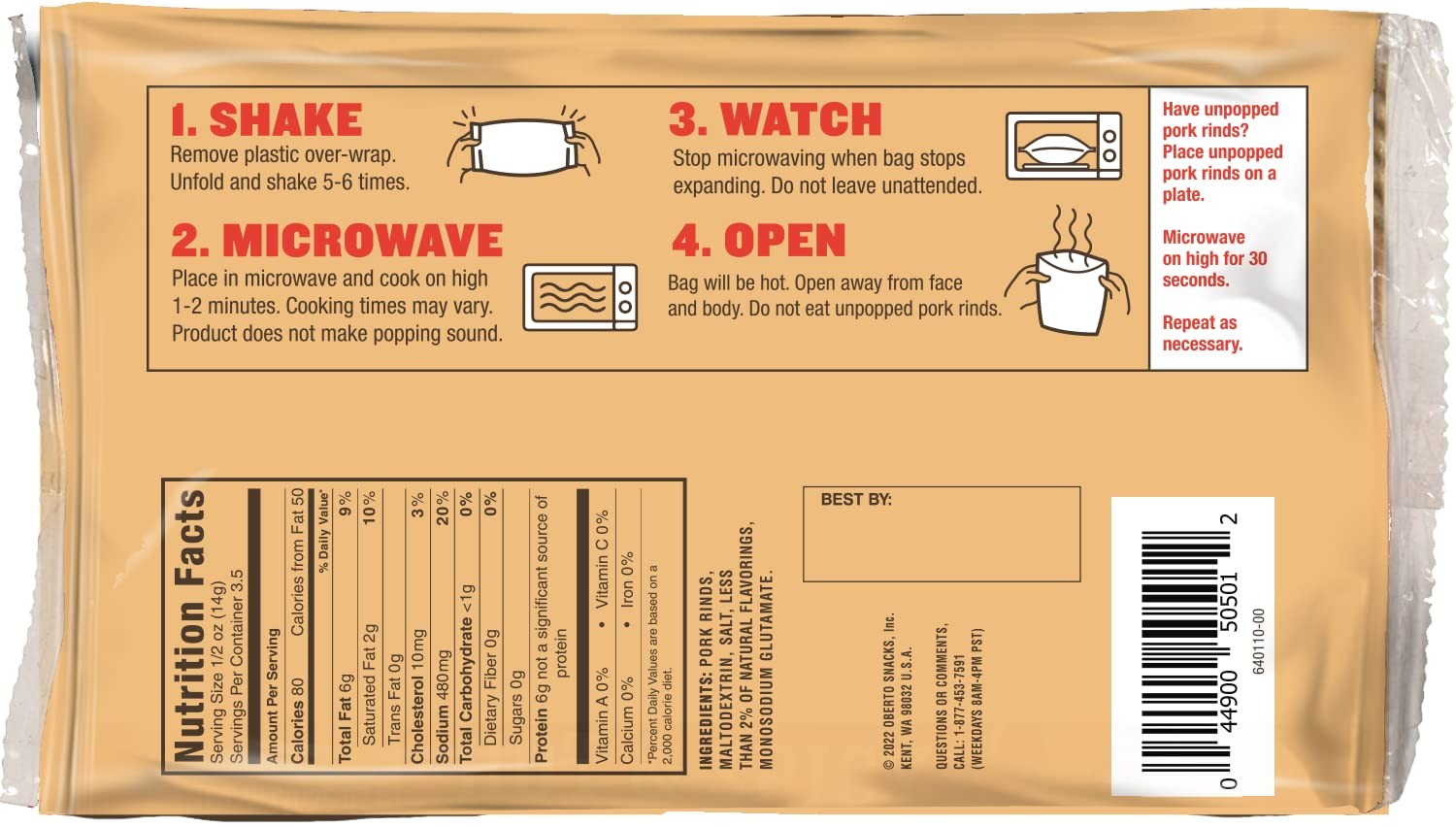 Lowrey's Bacon Curls Microwave Pork Rinds (Chicharrones), Original, 1.75...