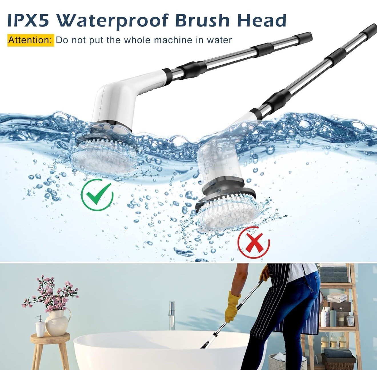 Electric Spin Scrubber, Cordless Cleaning Brush Scrubber for Home