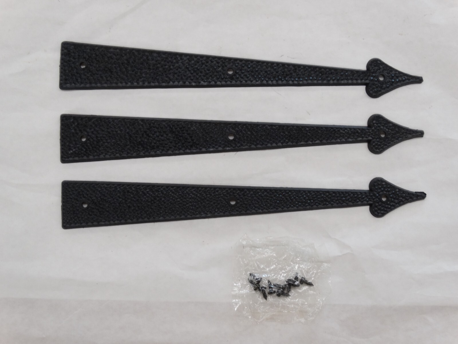 Vintage NOS Dummy 12" Plastic Hammered Spear Decorative Strap Hinge Straps 3 Pk.