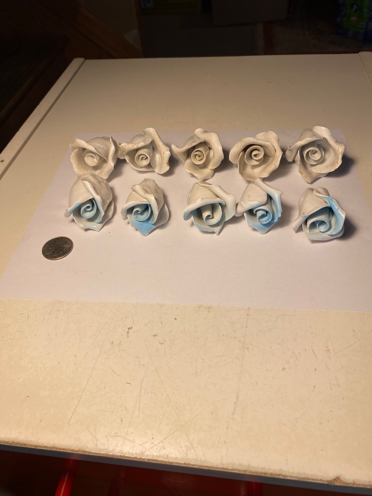 P33 Vtg Lot of 10 Blue and White Capodimonte Roses Porcelain  Chandelier Flowers