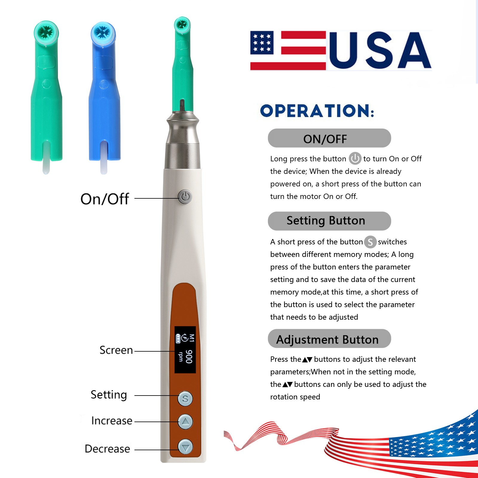 Dental Hygiene Prophy Handpiece 4Hole Wireless/ 105° disposable prophy angles
