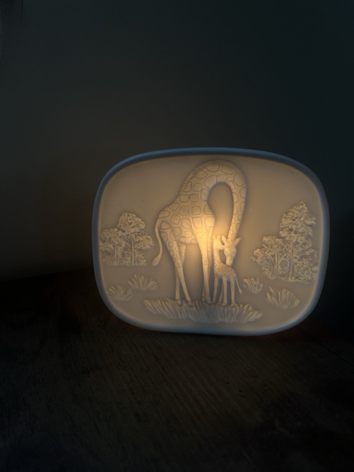 Vintage Giraffe Lithophane Night Light Lamp Porcelain Young Herng Nursery Safari