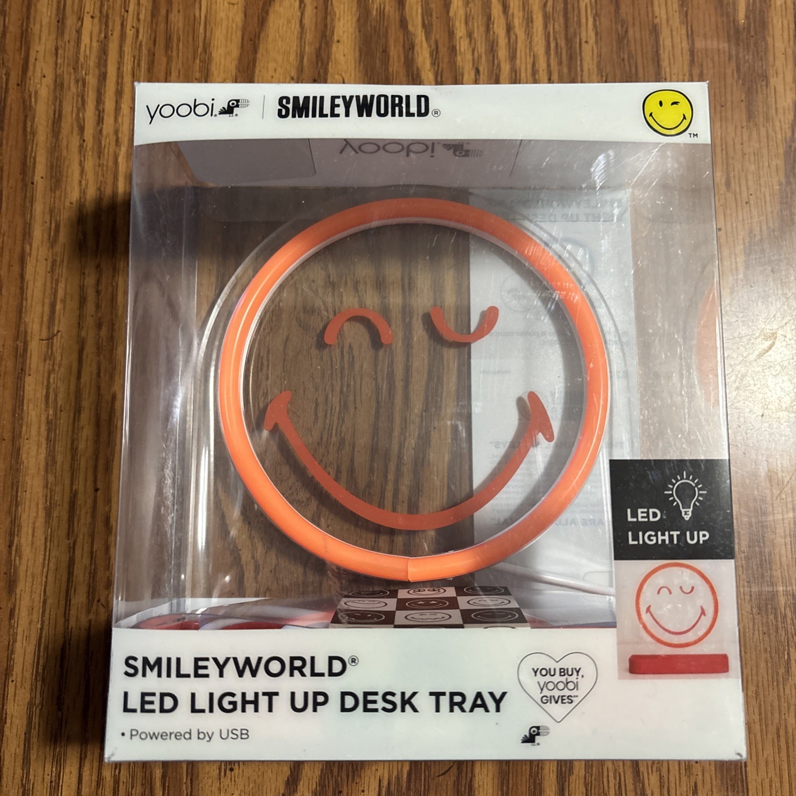 Yoobi Smileyworld LED Light Up Desk Tray, Powered by USB Orange, NIB