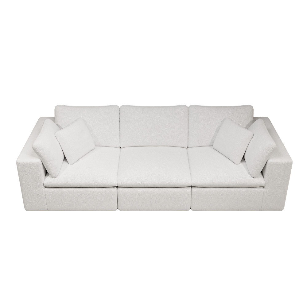 108.3" Modular Sectional Sofa w/ Plush Corduroy, White, No Assembly