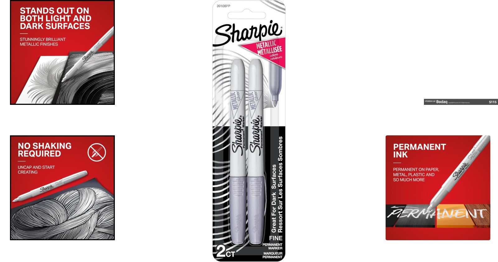 Quick-Drying 2-Pack Silver Metallic Permanent Markers for Ultimate Creativity